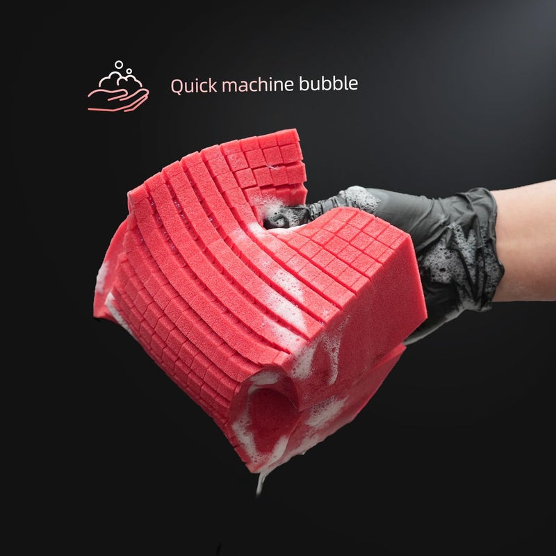 SPTA Car Wash Sponge, SPTA 3 Pack Big Red Sponge, Scratch-Free Car Cleaning Sponge, Durable Cross Cut Grid Sponge for Auto Multi Use Cleaning Washing Surfaces - Image 5